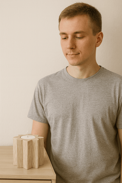 Rustic Wooden Tealight Candle Holder