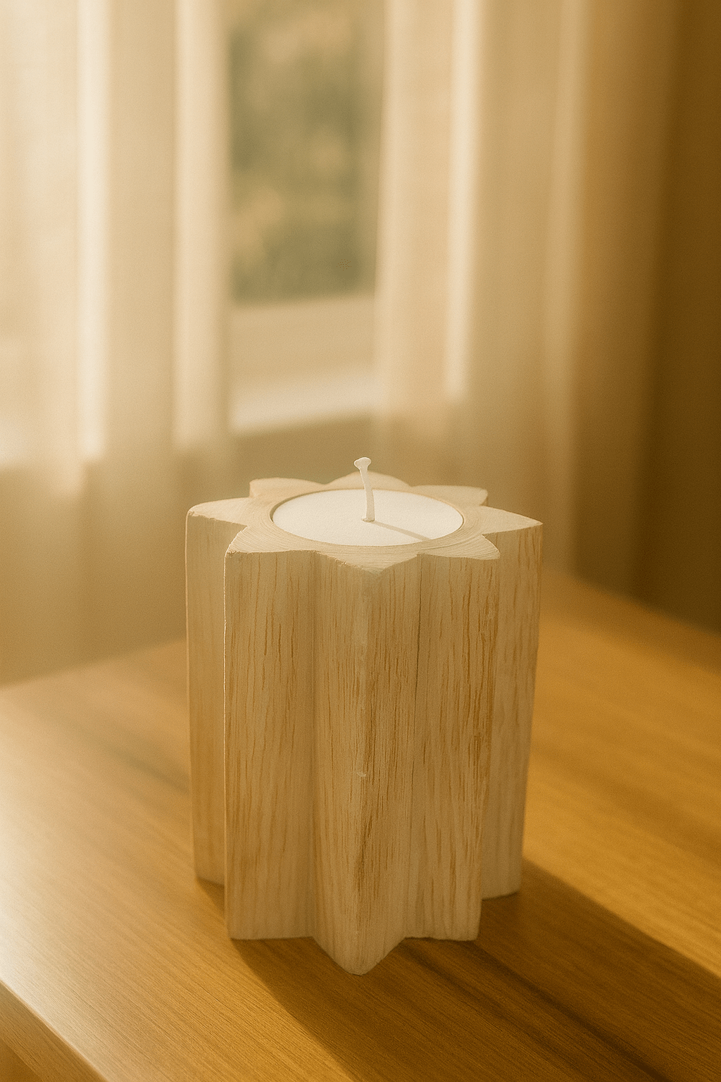 Rustic Wooden Tealight Candle Holder