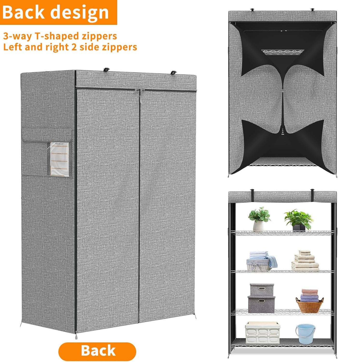 Single Zipper Double Rod Wardrobe